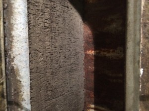 Dirty moldy AC coils. Not changing AC filters can contribute to mold and dust in AC units. 