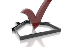 Check your home logo with an abstract image of a home with a check mark in it.